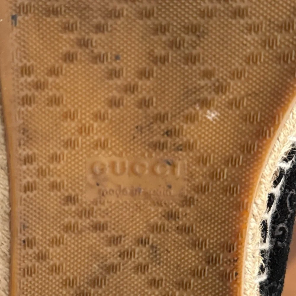 Gucci Black Suede Microguccissima Micro GG Logo Espadrille Flats Sandals US 6 - Picture 12 of 14